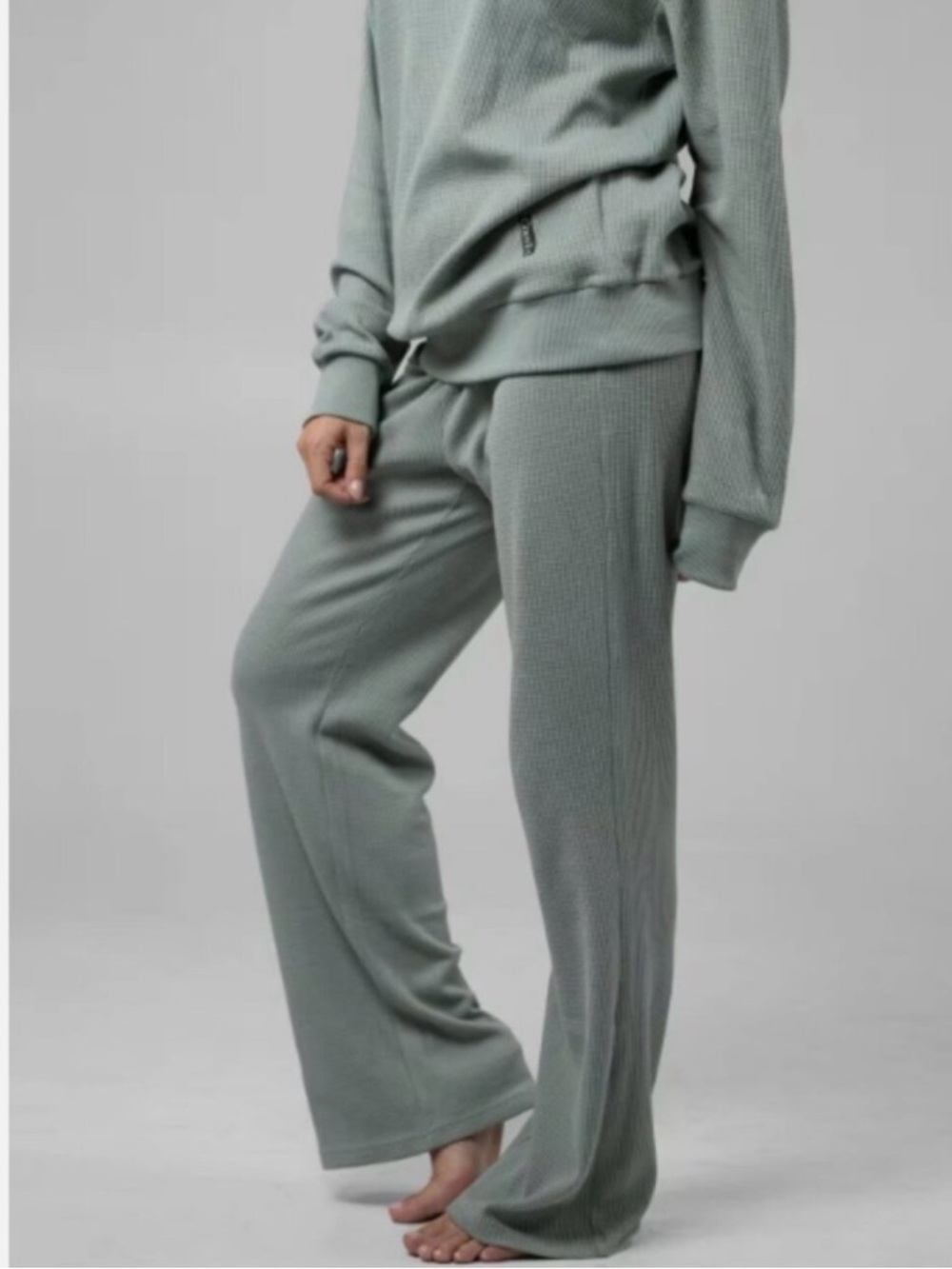 Comfrt Waffle Lounge Pants Sage Green Size Small